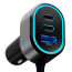 Cargador de auto con extensión USB C 6 puertos 100W