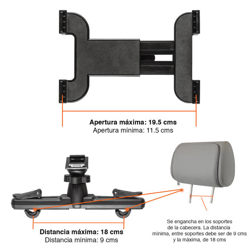 Soporte tablet iPad auto asiento cabecera Trust Soporte tablet iPad auto asiento cabecera Trust
