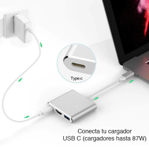 Adaptador USB C a HDMI / USB type C / USB 3.0 4k 30HZ Adaptador USB C a HDMI / USB type C / USB 3.0 4k 30HZ