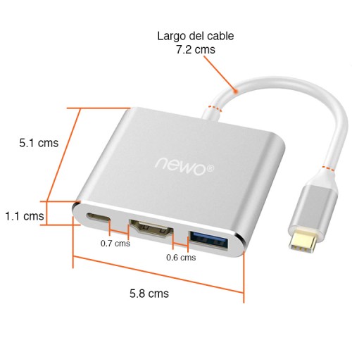 Adaptador USB C a HDMI / USB type C / USB 3.0 4k 30HZ Adaptador USB C a HDMI / USB type C / USB 3.0 4k 30HZ
