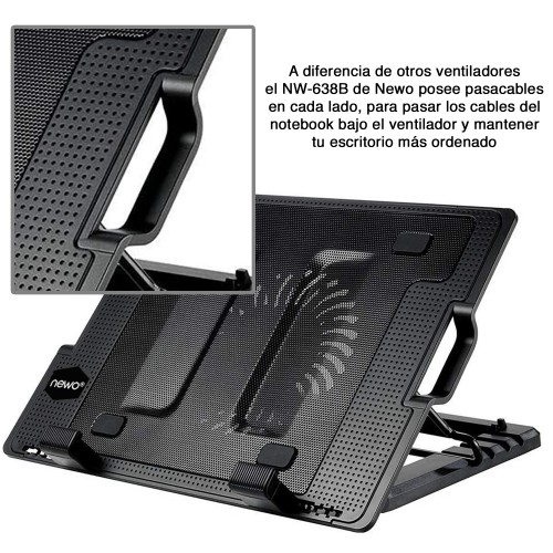 Ventilador base notebook pasacables Newo NW-638B Ventilador base notebook pasacables Newo NW-638B