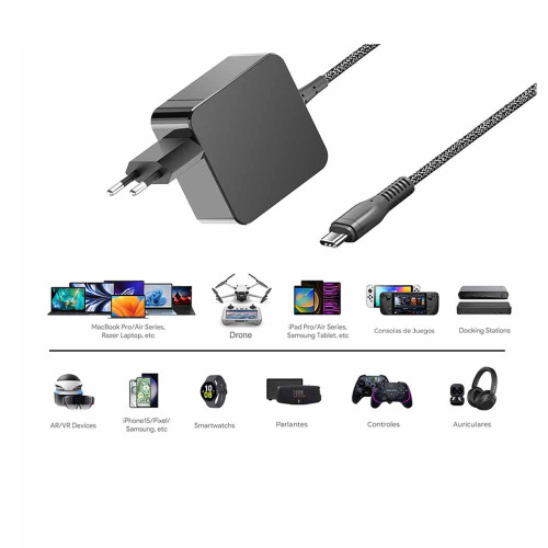 Cargador USB C Certificado 65W Notebook Macbook