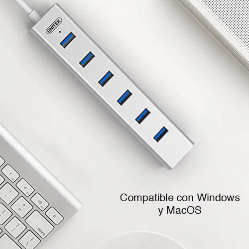 Hub USB 3.0 duplicador 7 puertos energizado Unitek
