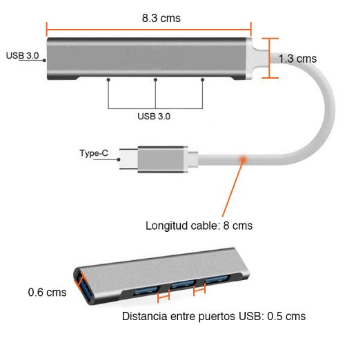 Hub USB-C con 4 puertos USB 3.0 Macbook C-809 Hub USB-C con 4 puertos USB 3.0 Macbook C-809