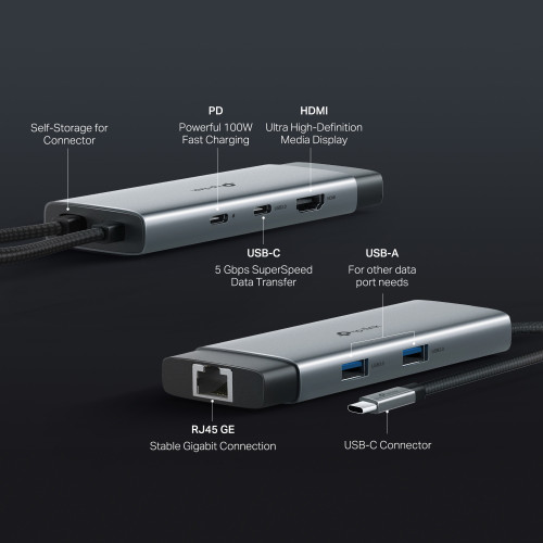 Docking USB C a HDMI RJ45 USB 3.0 100W