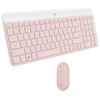 Teclado rosado Logitech con mouse inalámbrico 