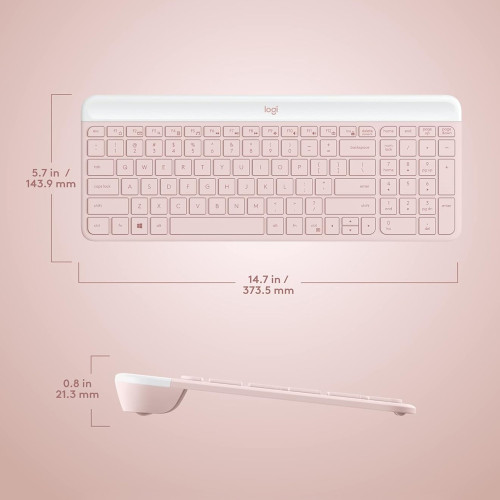 Teclado rosado Logitech con mouse inalámbrico 