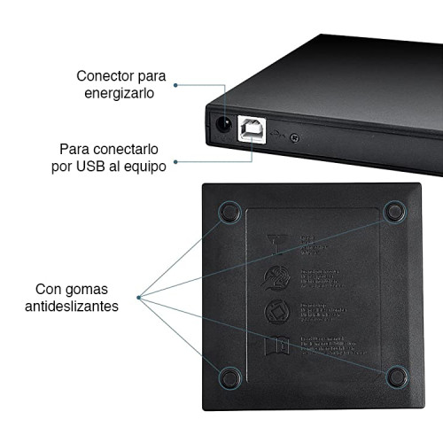Lector reproductor de CD DVD Externo USB 2.0 Lector reproductor de CD DVD Externo USB 2.0