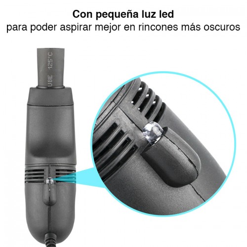 Aspiradora USB para teclado con cepillo y luz Aspiradora USB para teclado con cepillo y luz