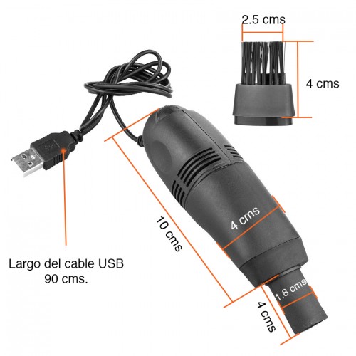 Aspiradora USB para teclado con cepillo y luz Aspiradora USB para teclado con cepillo y luz