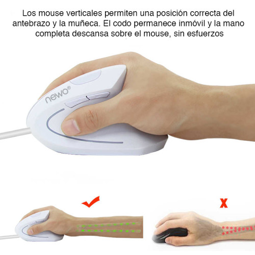 Mouse Vertical Ergonómico Cable USB Blanco Mouse Vertical Ergonómico Cable USB Blanco