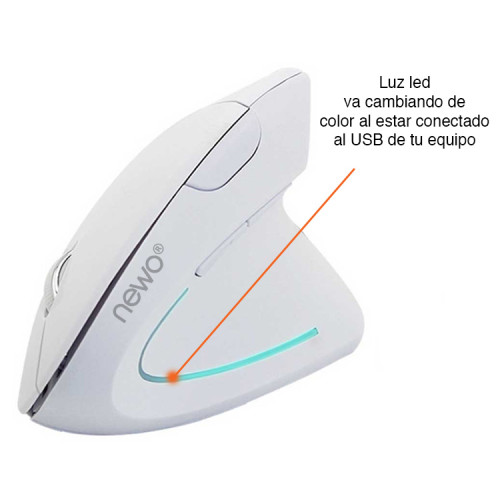 Mouse Vertical Ergonómico Cable USB Blanco Mouse Vertical Ergonómico Cable USB Blanco