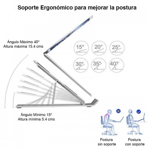 Soporte Plegable Notebook y Macbook 14" Aluminio Soporte Plegable Notebook y Macbook 14" Aluminio