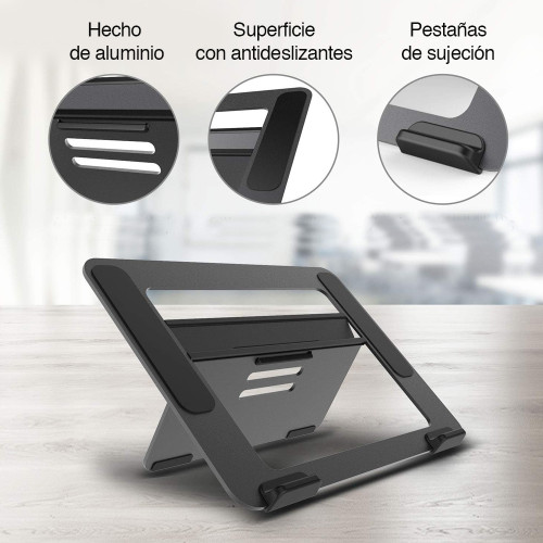 Soporte Notebook Macbook aluminio Negro ajustable