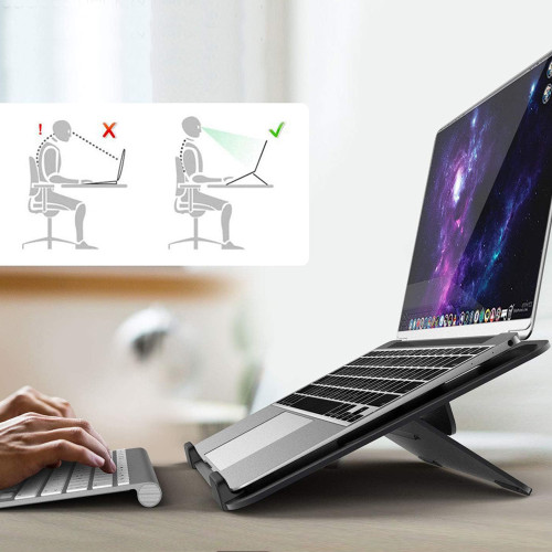 Soporte Notebook Macbook aluminio Negro ajustable