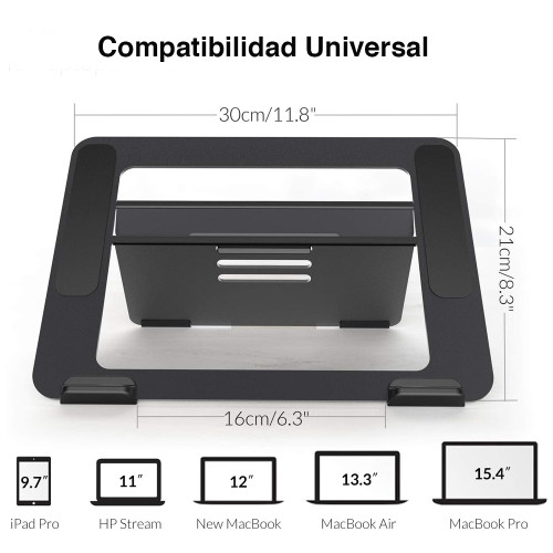 Soporte Notebook Macbook aluminio Negro ajustable