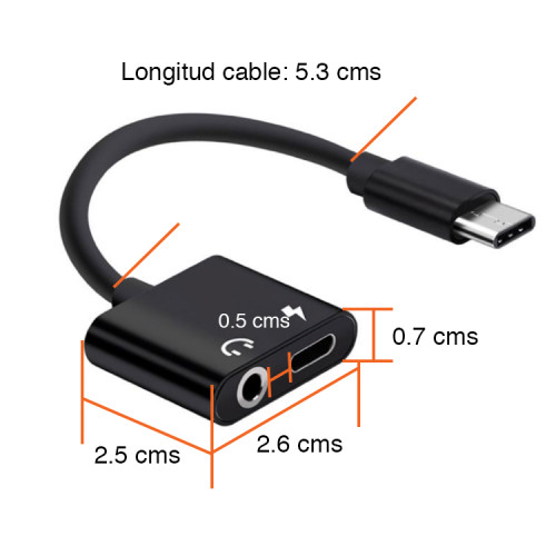 Adaptador USB C a audífonos y cable USB C 