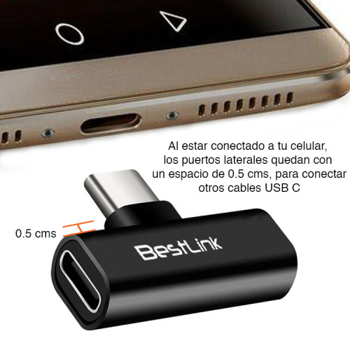 Adaptador duplicador USB C a doble USB C celular 