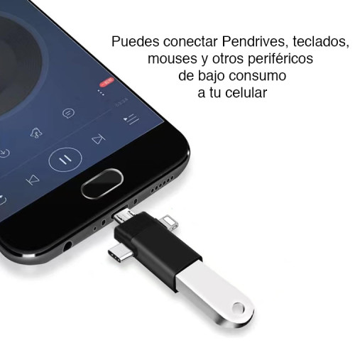 Adaptador OTG USB C Micro USB y Lightning a USB 3.0 Adaptador OTG USB C Micro USB y Lightning a USB 3.0