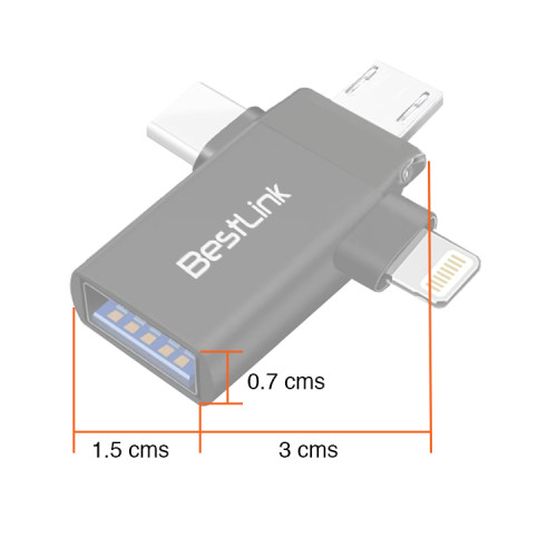 Adaptador OTG USB C Micro USB y Lightning a USB 3.0 Adaptador OTG USB C Micro USB y Lightning a USB 3.0