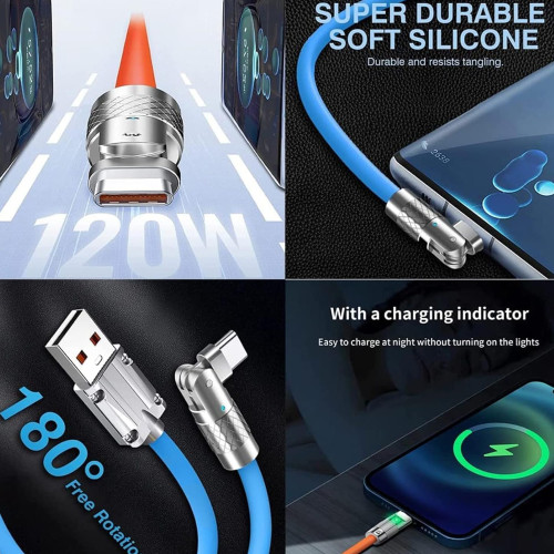 Cable USB C a USB 120W Angulo 180º Cable USB C a USB 120W Angulo 180º