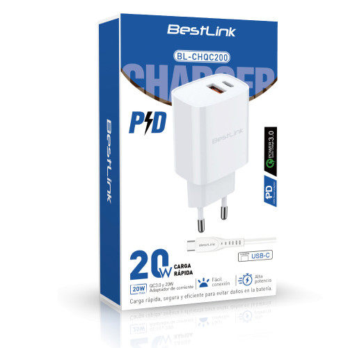 Cargador USB C Carga Rápida 20W certificado SEC