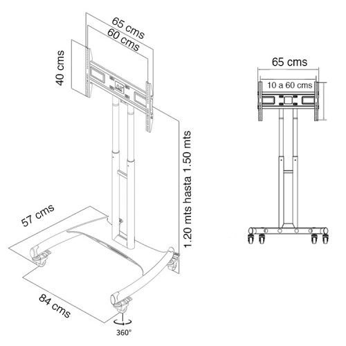 Soporte Pedestal TV móvil con ruedas hasta 70" Soporte Pedestal TV móvil con ruedas hasta 70"