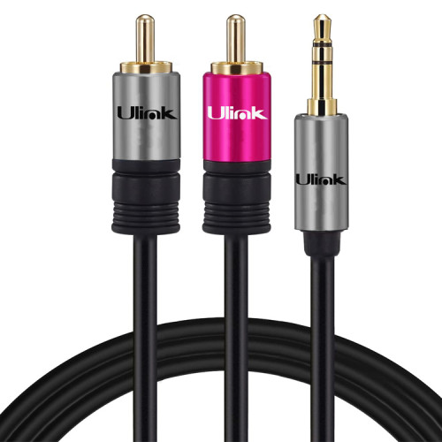 Cable Audio 3.5mm auxiliar plug a 2 RCA 1.80 mts
