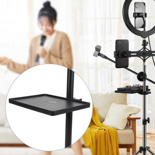 Bandeja para tripode atril pedestal multiuso con prensa