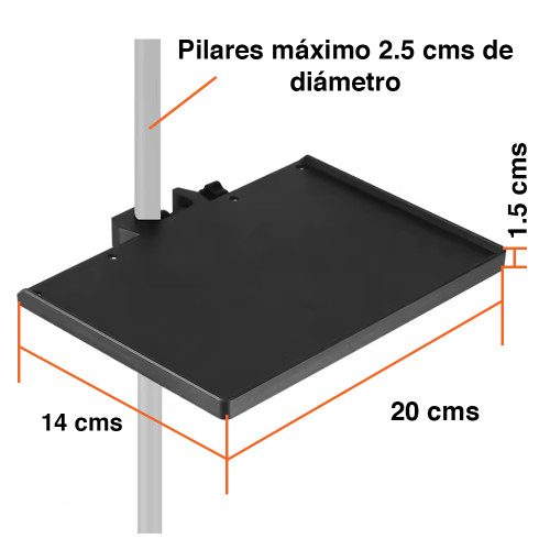 Bandeja para tripode atril pedestal multiuso con prensa