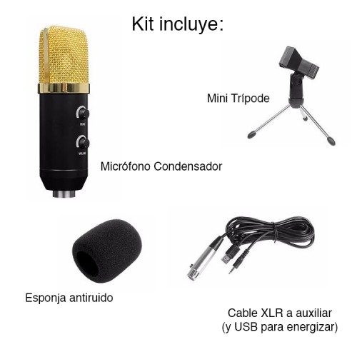 Micrófono Condensador Auxiliar control volumen Micrófono Condensador Auxiliar control volumen