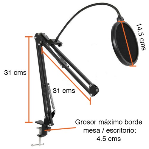 Brazo micrófono Hyperx Quadcast con antipop y aro led