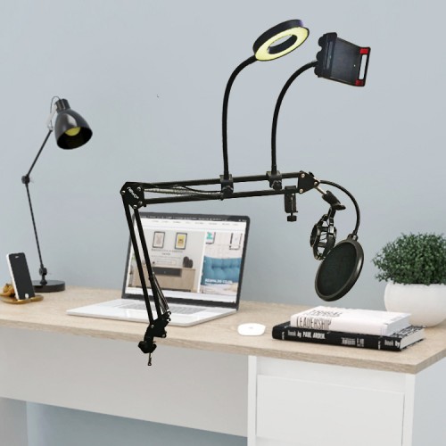 Brazo micrófono Hyperx Quadcast con antipop y aro led
