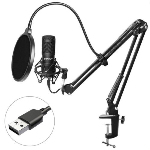 Kit Micrófono condensador USB con atril y antipop Kit Micrófono condensador USB con atril y antipop