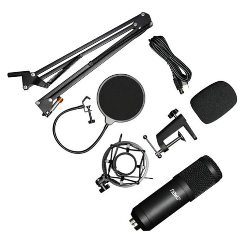 Kit Micrófono condensador USB con atril y antipop Kit Micrófono condensador USB con atril y antipop