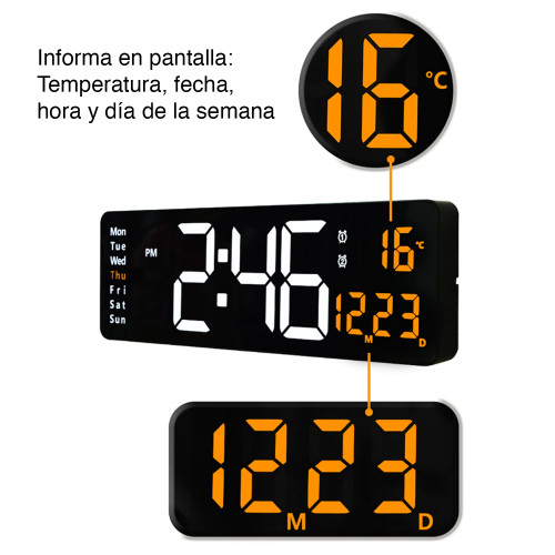 Reloj pared con temporizador fecha temperatura Reloj pared con temporizador fecha temperatura