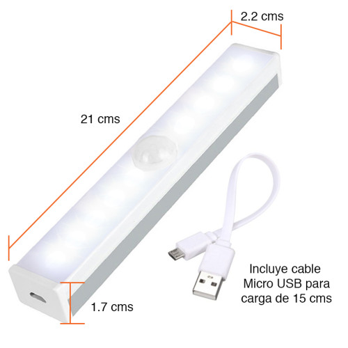 Barra Luz Led con sensor de movimiento 21 cms Barra Luz Led con sensor de movimiento 21 cms