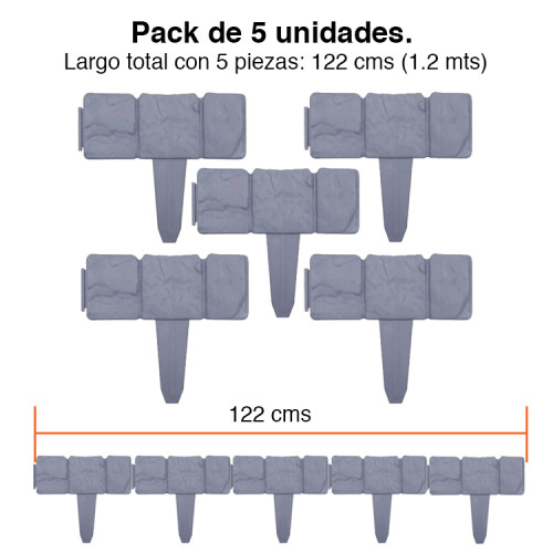 Valla Jardín estacas borde diseño piedras adoquin x 5 Valla Jardín estacas borde diseño piedras adoquin x 5