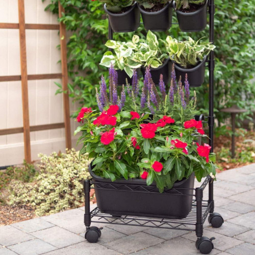 Huerto vertical con ruedas jardinera maceteros móvil Huerto vertical con ruedas jardinera maceteros móvil