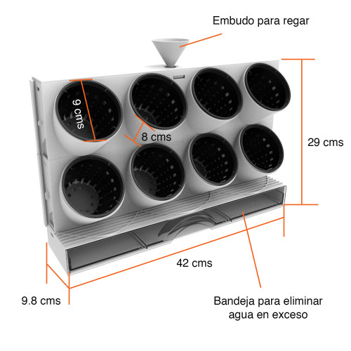 Huerto encimera portátil con riego eficiente Huerto encimera portátil con riego eficiente