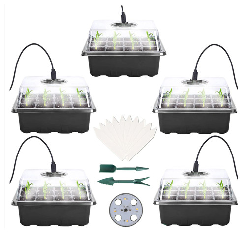 Almaciguera germinador semillas con luz pack 5 bandejas