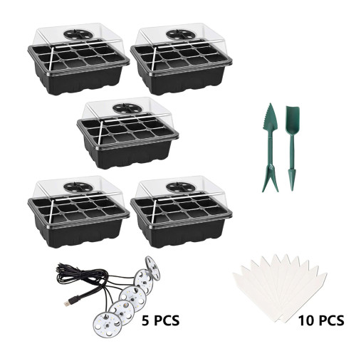 Almaciguera germinador semillas con luz pack 5 bandejas