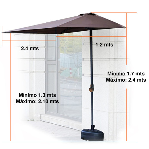 Quitasol rectangular balcón ventana muro 2.40 mts