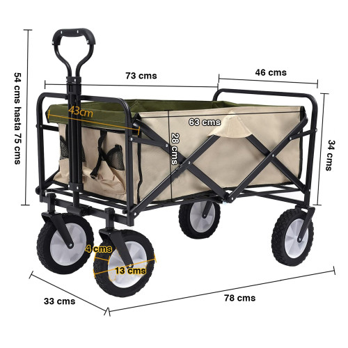 Carro de arrastre plegable ajustable hasta 110 KG	