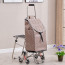 Carrito compras plegable asiento ruedas escalera Café