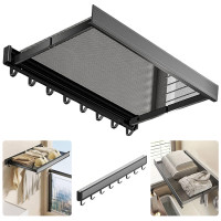 Colgador de ropa retráctil pared repisa ganchos