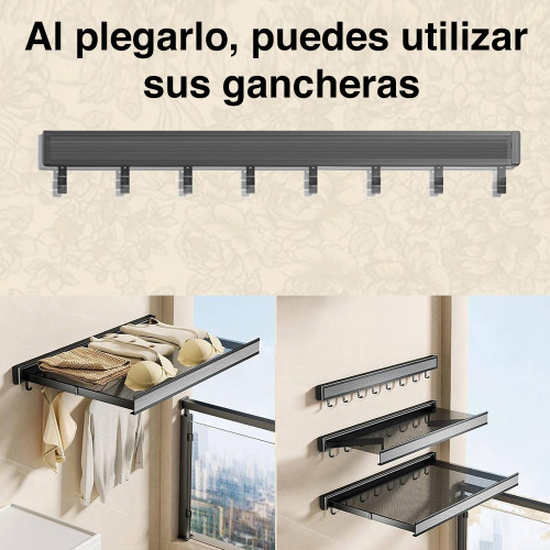 Colgador de ropa retráctil pared repisa ganchos