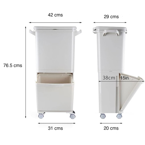 Basurero reciclaje con ruedas separador basura 38L