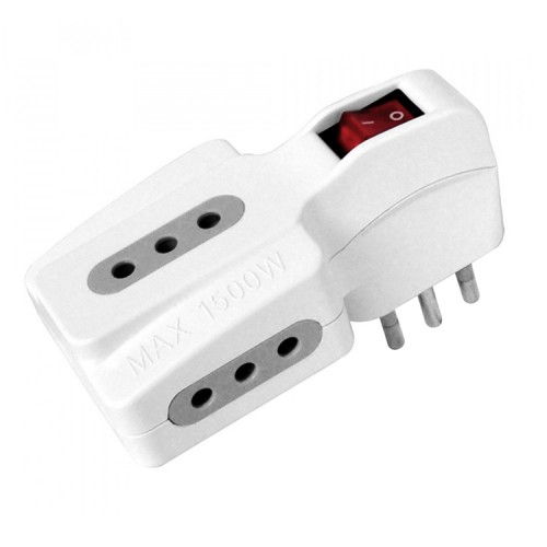 Adaptador Enchufe triple 3 tomas con switch 1500W Adaptador Enchufe triple 3 tomas con switch 1500W