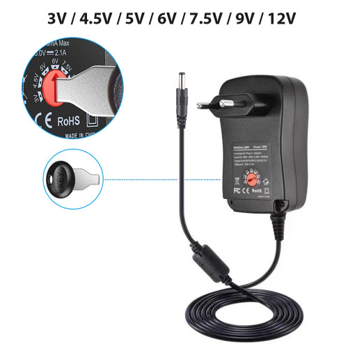 Adaptador de corriente universal de 3V hasta 12V